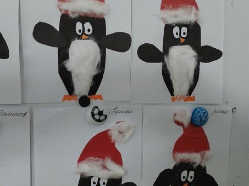 Занятие апликация «Новогодний пингвин»